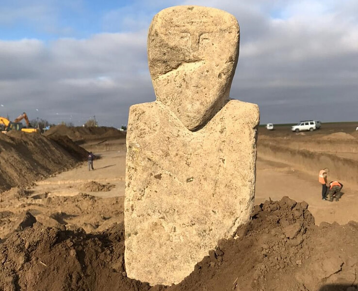 Ancient Türkic Statue from the 7th-8th century AD has been found by archaeologists in the Temryuk District